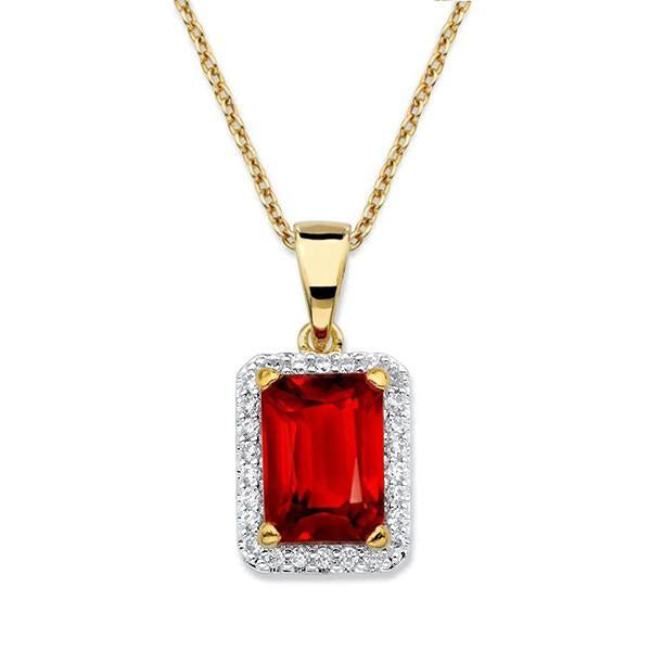 5.65 carats rubis rayonnant avec collier de diamants en or 14 carats - HarryChadEnt.FR