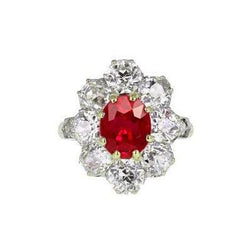 5.75 carats bague rubis et diamants taille ovale en or bicolore 14K