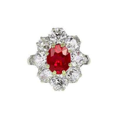 5.75 carats bague rubis et diamants taille ovale en or bicolore 14K - HarryChadEnt.FR
