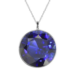 6 quilates Solitaire Rond Saphir Sri Lanka Pendentif Cercle Or Blanc