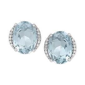 6.36 carats aigue-marine avec diamants boucles d'oreilles or blanc 14k