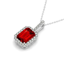 6.45 Carats Prong Set Rubis Rouge Avec Collier Pendentif Or 14K