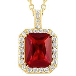 6.45 Carats Rubis Et Diamant Collier Pendentif Or Jaune Bijoux - HarryChadEnt.FR