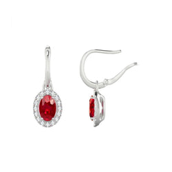 6.80 ct. Rubis Avec Diamants Femmes Dangle Hoop Boucles D'oreilles Blanc 14K