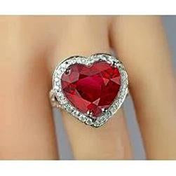 7.25 ct en or 14 carats belle bague en pierres précieuses rubis rouge avec bijoux en diamant - HarryChadEnt.FR