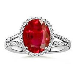 7.50 Ct Diamant Et Rubis Rouge Gemme Bague Bijoux Or Blanc 14K