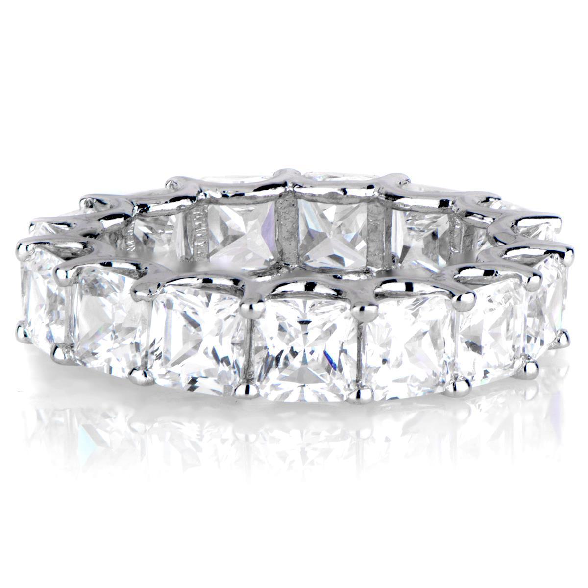 7.50 carats bague d'éternité de mariage diamants taille coussin or blanc - HarryChadEnt.FR