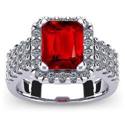 7.50 carats rubis rouge en forme d'émeraude avec bague en diamant bijoux en or