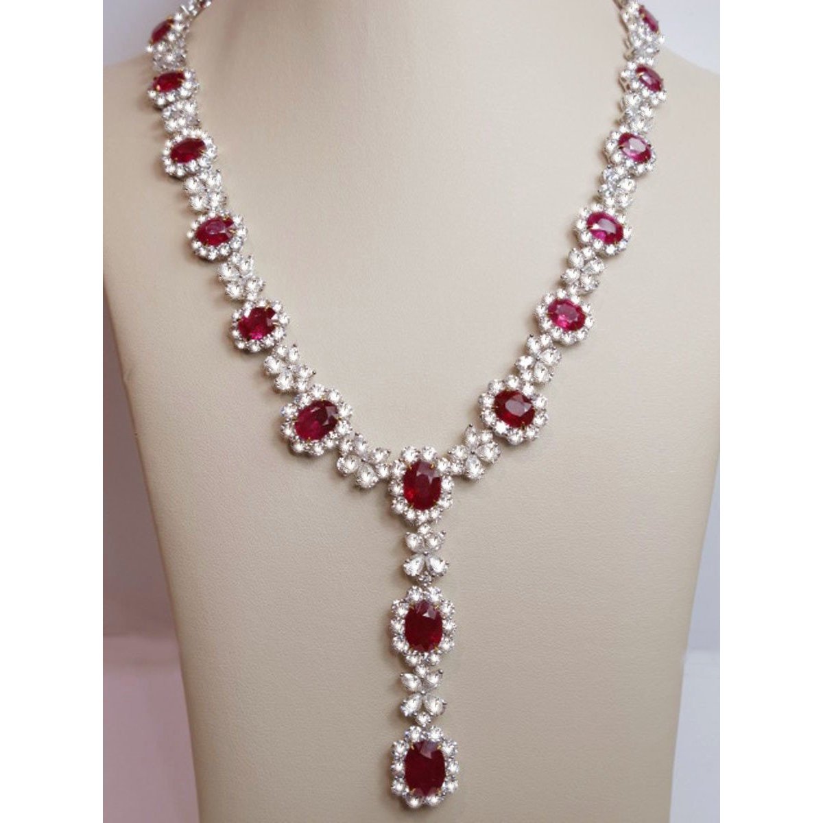 83.01 carats platine diamants rubis collier pendentif bijoux de mariée - HarryChadEnt.FR