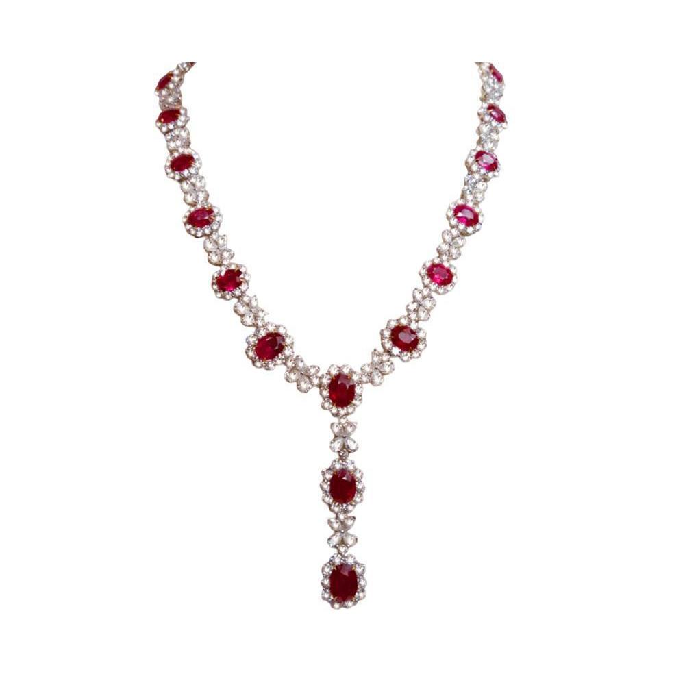 83.01 carats platine diamants rubis collier pendentif bijoux de mariée - HarryChadEnt.FR