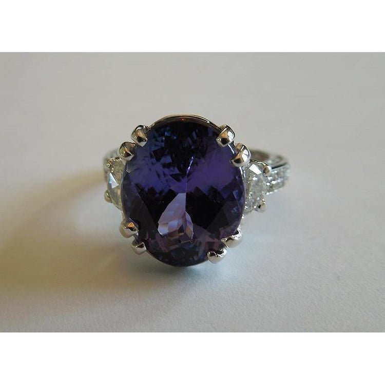 8.51 Ct Alliance Ovale Tanzanite Diamants Or Blanc 14K - HarryChadEnt.FR