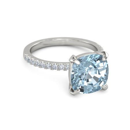 8.70 carats aigue-marine avec diamants bague sertie or blanc 14 carats - HarryChadEnt.FR