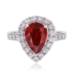 9.50 Carats Rubis Avec Accents Diamant Alliance Or Blanc 14K