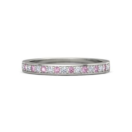 Alliance 0.60 Carats Diamant Rond & Saphir Rose Femme Bijoux - HarryChadEnt.FR