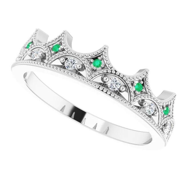 Alliance 0.75 Carats Style Couronne Émeraudes Vertes - HarryChadEnt.FR