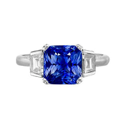 Alliance 3 Pierres Coussin Saphir & Diamant Trapèze 2.50 Carats