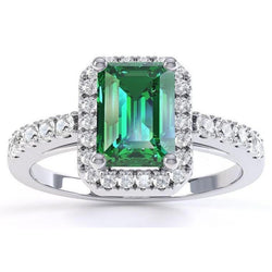 Alliance 4.40 Carats Émeraude Verte Et Diamants Or Blanc