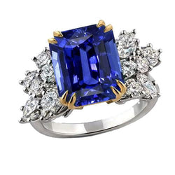 Alliance Anniversaire Diamant Poire & Saphir Bleu 4.50 Carats