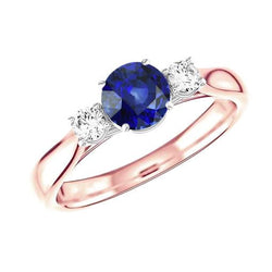 Alliance Bicolore Or 3 Pierres Ronde Saphir Ceylan 2 Carats