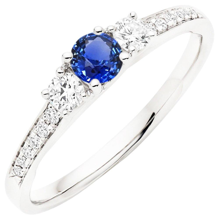 alliance diamant étincelant saphir bleu ceylan rond 2.50 carats