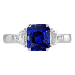 Alliance Halo Or Coussin Saphir & Diamant Demi Lune 3 Carats