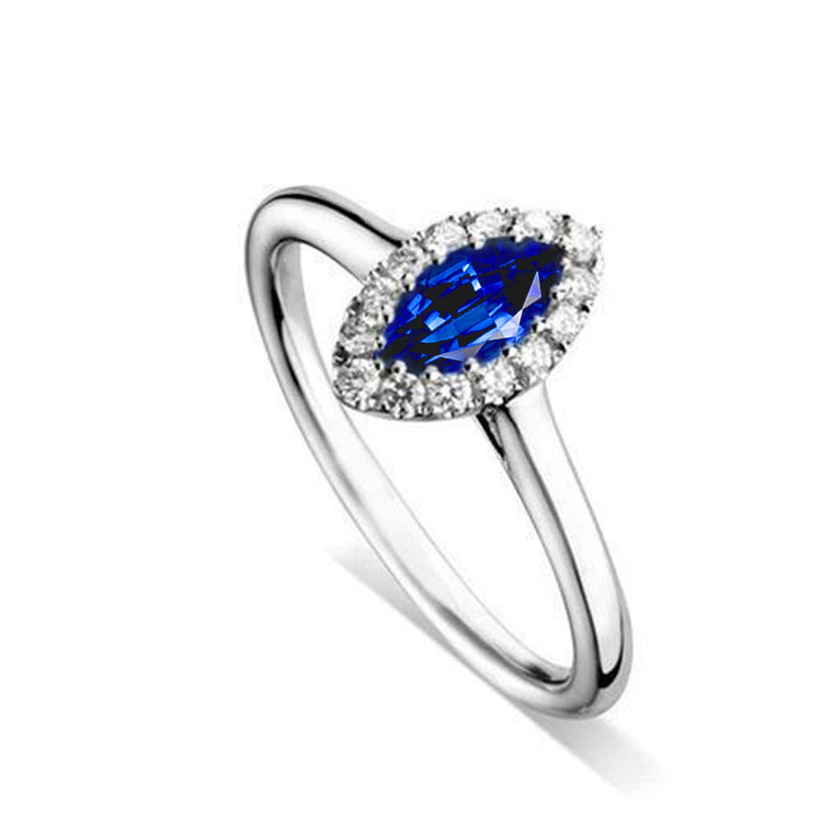 alliance marquise ceylan saphir bleu diamants ronds 2 ct or