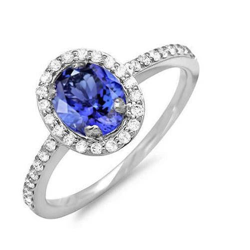 Alliance Or Blanc 14K 3.10 Carats Tanzanite Et Diamants Neuf - HarryChadEnt.FR