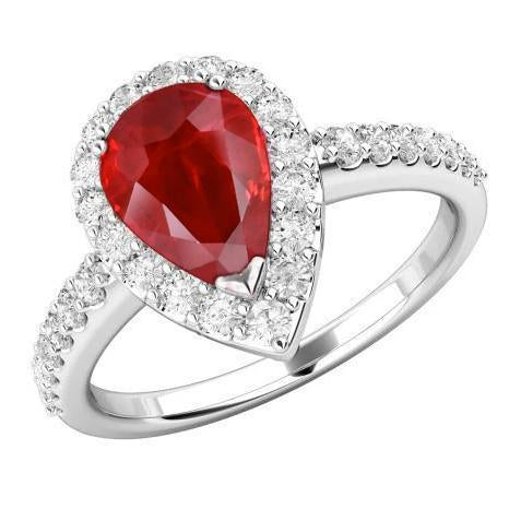 alliance or blanc 14k 3.80 carats rubis rouge et diamants nouveau