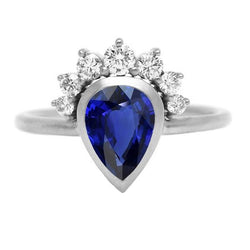 Alliance Or Lunette Sertie Saphir Ceylan Diamants 3.50 Carats