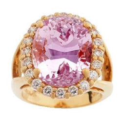 Alliance Ovale Rose Kunzite Avec Diamant Or Jaune 25.75 Carats