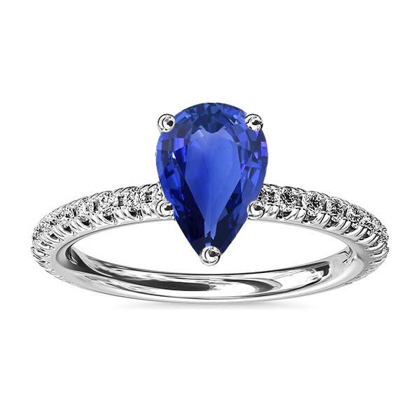 Bijoux Femme Alliance Double Halo Saphir Bleu 3.50 Carats - HarryChadEnt.FR