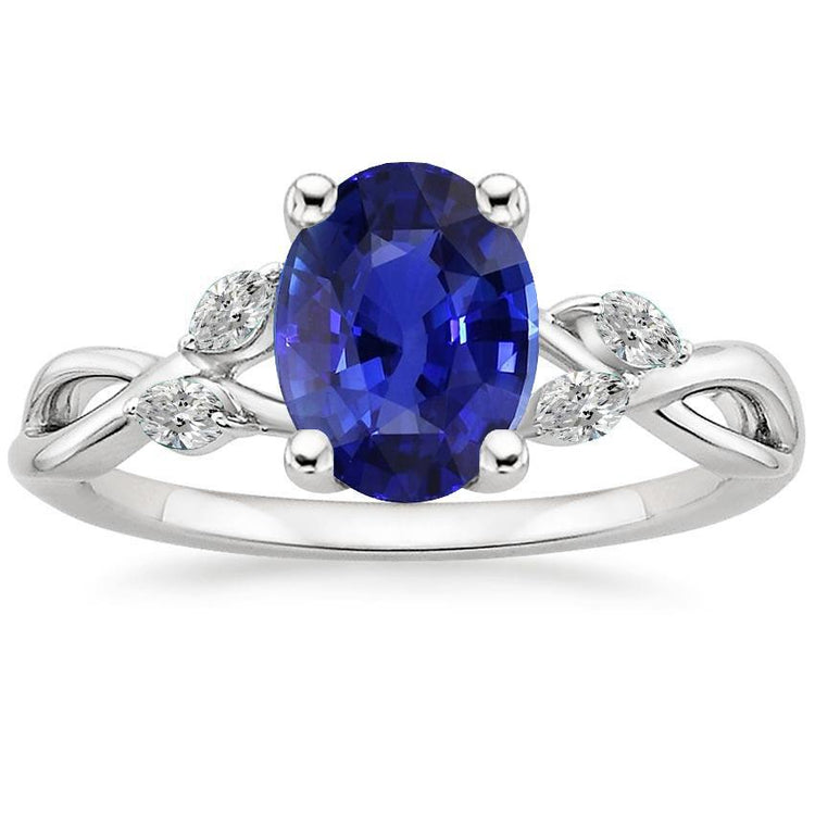 alliance saphir bleu avec diamants marquise 4 carats style twist