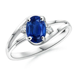 Alliance Saphir Diamant 2.20 Carats Or Blanc 14K