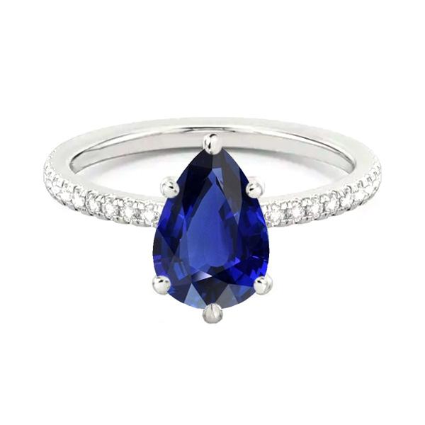 alliance solitaire diamant saphir bleu avec accents 3.50 carats