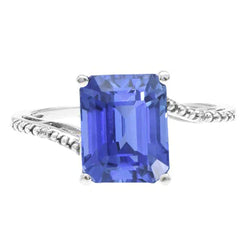 Alliance Solitaire Émeraude Saphir Bleu 2.50 Carats