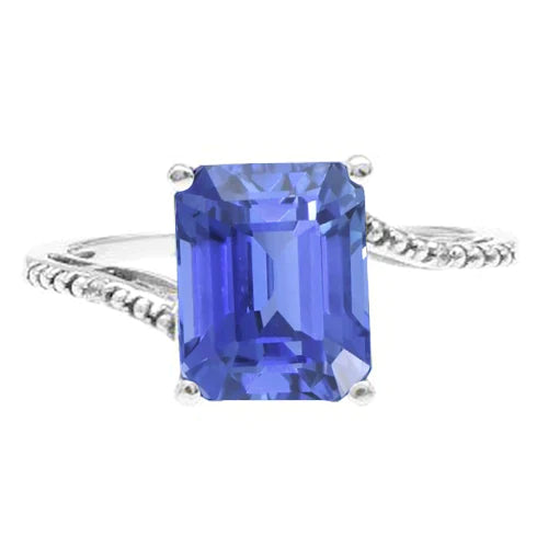 Alliance Solitaire Émeraude Saphir Bleu 2.50 Carats