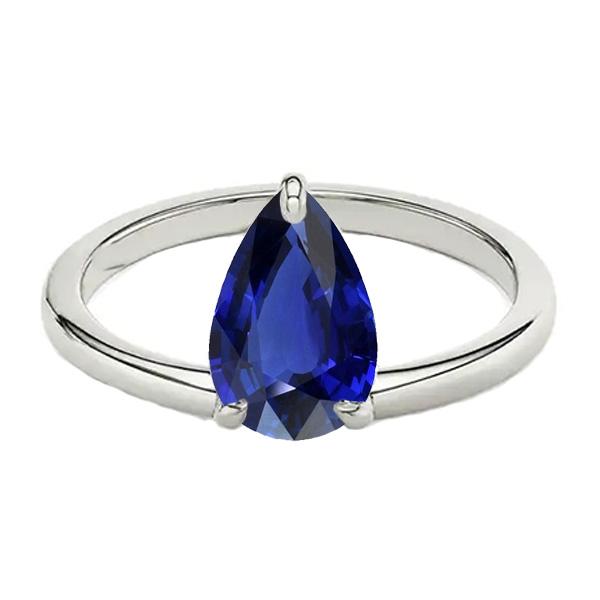 alliance solitaire femme saphir bleu taille poire 2.50 carats