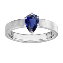Alliance Solitaire Or Blanc Poire Saphir Sri Lanka 1 Carat