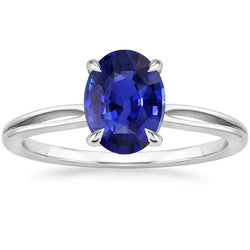 Alliance Solitaire Ovale Ceylan Saphir 2.50 Carats Tige fendue