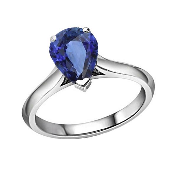 alliance solitaire poire saphir bleu pierre précieuse 2 carats