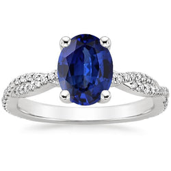 Alliance Solitaire Saphir Bleu Avec Accents 3.50 Carats