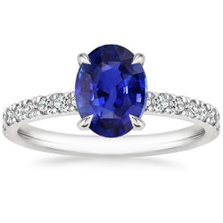 Alliance Solitaire Saphir Bleu Avec Accents De Diamants 4.50 Carats