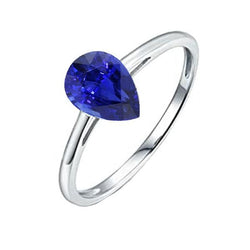 Alliance Solitaire Saphir Ceylan Or Blanc 14K Poire 1.50 Carats