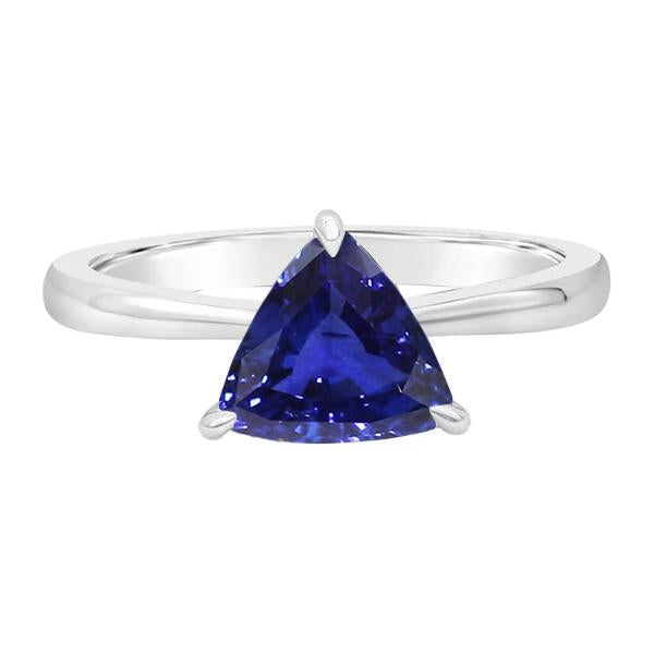 alliance solitaire trillion saphir bleu profond 1.50 carats