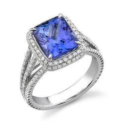 Alliance Tanzanite Sertie De Griffes Et Diamants 4.78 Carats Or Blanc