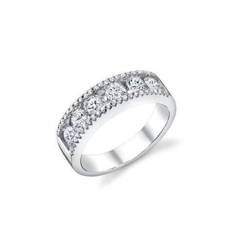 Alliance de 3.30 ct avec diamants ronds étincelants pour femmes en or blanc - HarryChadEnt.FR