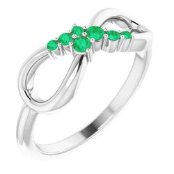 Alliance de mariage Columbian Green Emerald 0.40 Carats Infinity Prong Set