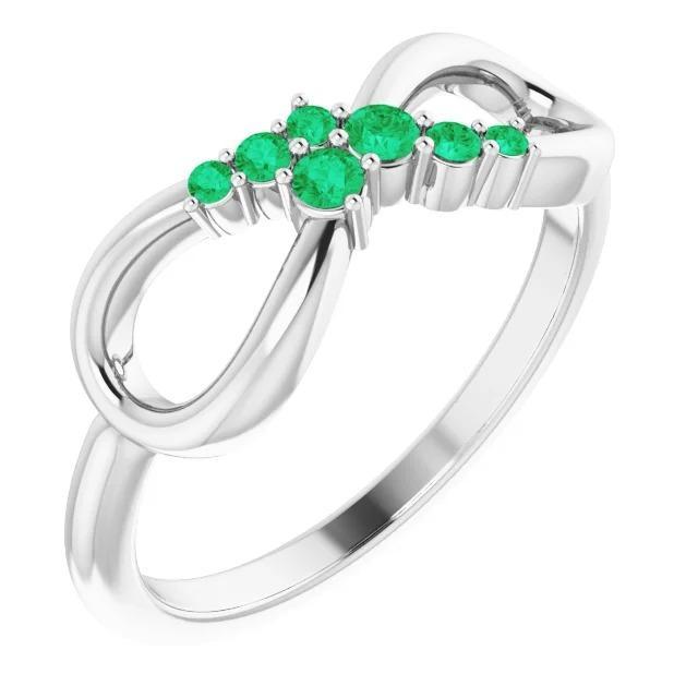 Alliance de mariage Columbian Green Emerald 0.40 Carats Infinity Prong Set - HarryChadEnt.FR