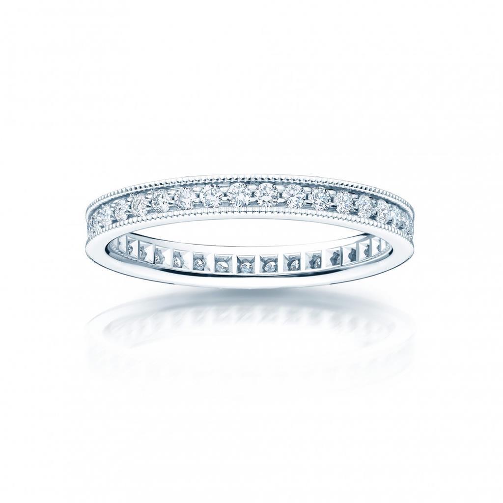 alliance de mariage de dame de style antique de 1.11 ct en or blanc 14k