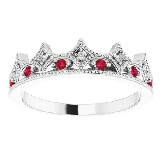 Alliance diamant rubis 0.75 carats couronne femmes bijoux - HarryChadEnt.FR
